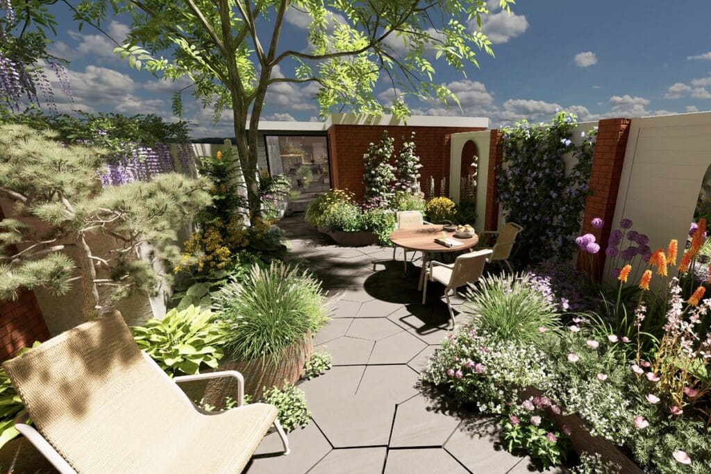 stadstuin met verschillende beplanting
